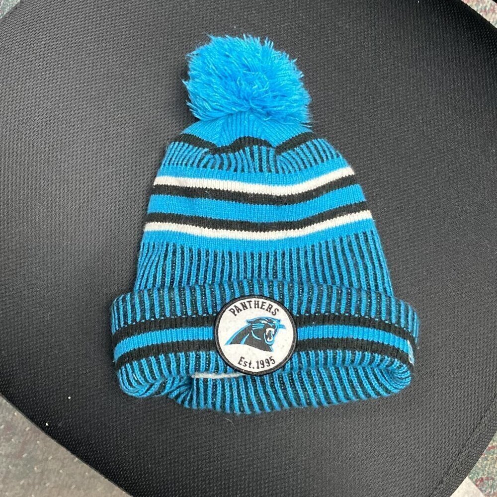 NFL Carolina Panthers youth strip cuffed knit hat with pon